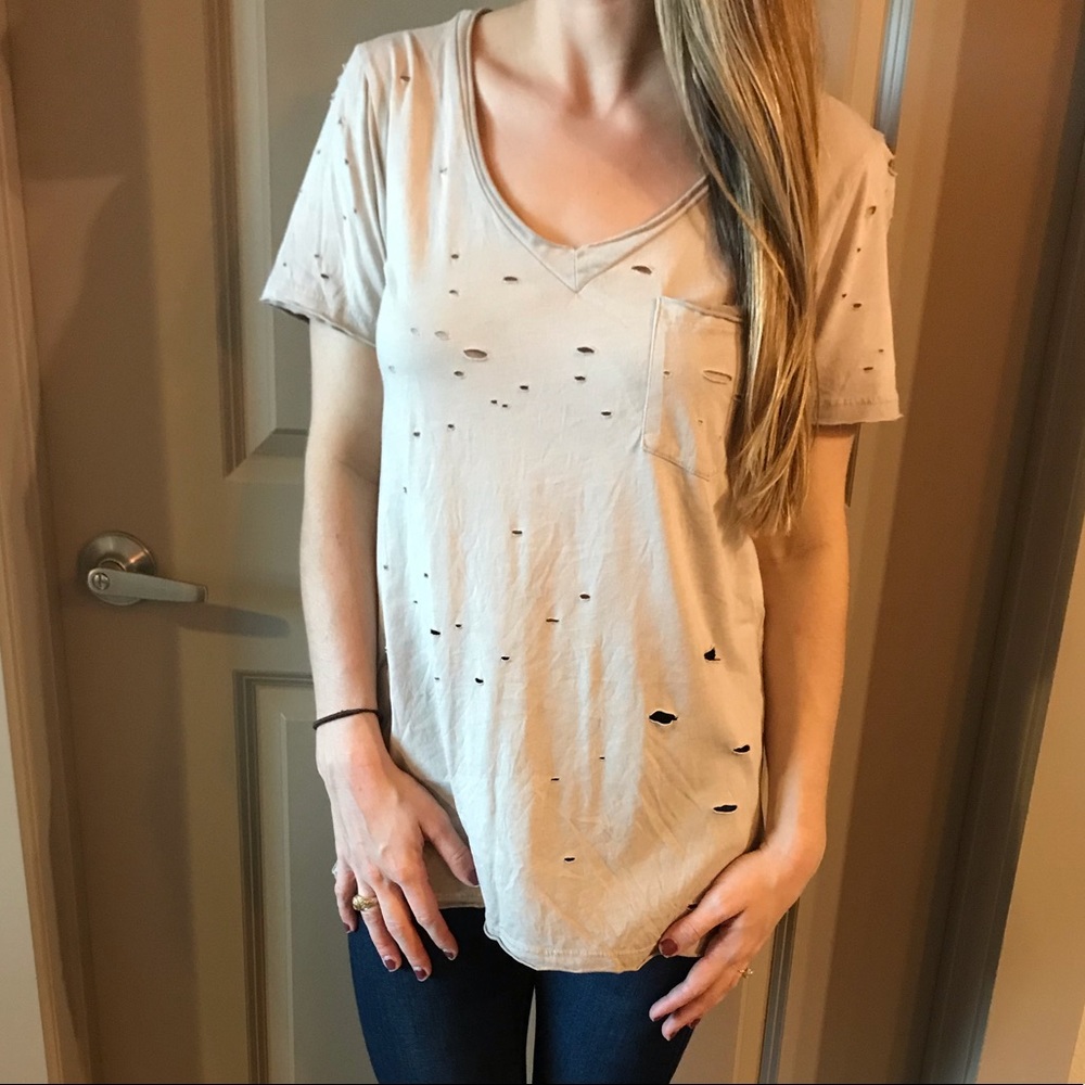 Distressed tan top
